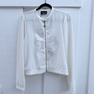 Sugarlips Cream Embroidered Zip Jacket